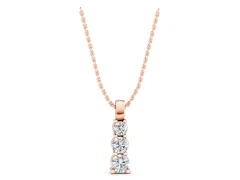 Round Diamond Vertical Pendant Set in Rose gold with Stacked Prong-Set Stones