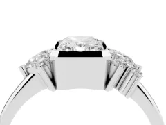 Radiant Diamond Cluster Side Stone Ring Set in White gold with Pear and Round Side Stones