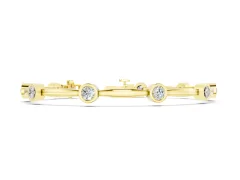 Round Diamond Bezel-Set Link Bracelet Set in Yellow gold with Box Clasp