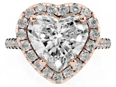 Heart Cut Diamond Cushion Halo Ring Set in Rose gold with Pavé Band