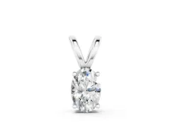Oval Solitaire Diamond Pendant Set in Silver with Prong Setting