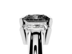Fancy Black Radiant Cut Diamond Three-Stone Channel Set Ring Set in White gold with Smooth Polished Band