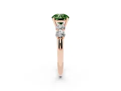 Fancy Green Round Cut Diamond Five-Stone Prong Set Ring Set in Rose gold with Classic Band