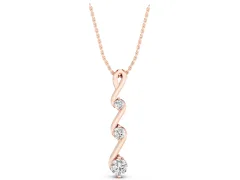 Three-Stone Round Diamond Twist Pendant Set in Rose gold with Prong Setting