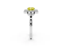 Fancy Yellow Cushion Cut Diamond Cluster Halo Ring Set in Platinum with Milgrain Bezel Accents and Plain Band