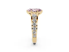 Fancy Pink Marquise Cut Diamond Pavé Engagement Ring Set in Yellow gold with Prong Setting