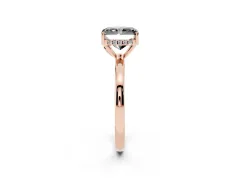 Fancy Black Radiant Cut Diamond Solitaire Ring Set in Rose gold with Plain Band and Prong Setting