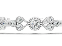 Round Cut Diamond Bezel-Set Tennis Bracelet Set in Silver with Milgrain Band