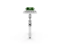 Fancy Green Asscher Cut Diamond Halo Engagement Ring Set in Platinum with Twisted Band and Prong Setting