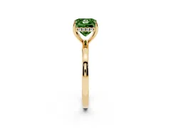 Fancy Green Princess Cut Diamond Solitaire Ring Set in Yellow gold with Plain Band and Prong Setting