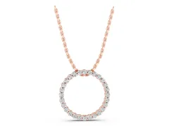 Round Diamond Eternity Pendant Set in Rose gold with Seamless Stone Circle
