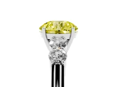 Fancy Yellow Round Cut Diamond Five-Stone Prong Set Band Ring Set in White gold with Polished Band