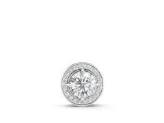 Round Diamond Halo Pendant Set in Silver with Four-Prong Center