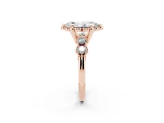 Marquise Cut Diamond Floral Halo Ring Set in Rose gold with Shared Prong Band