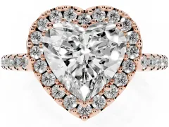 Heart Cut Diamond Pavé Halo Ring Set in Rose gold with Prong Setting