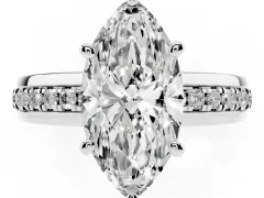 Marquise Cut Diamond Solitaire Ring Set in Platinum with Channel Set Band and Prong Setting