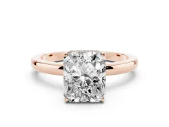 Radiant Cut Diamond Solitaire Ring Set in Rose gold with Plain Band and Prong Setting