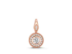 Round Halo Pendant Set in Rose gold with Bezel-Set Center