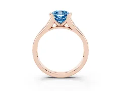 Fancy Blue Cushion Cut Diamond Bezel-Set Solitaire Ring Set in Rose gold with Channel-Set Band