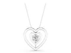 Heart Pendant Set in White gold with Prong-Set Round Diamond