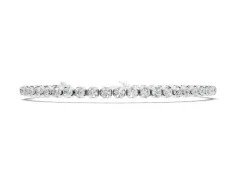 Round Cut Diamond Tennis Bracelet Set in Silver with Claw Prong Setting