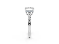 Radiant Cut Diamond Solitaire Engagement Ring Set in Platinum with Pavé Band and Prong Setting