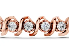 Round Diamond Tennis Bracelet Set in Rose gold with Spiral Prong Setting