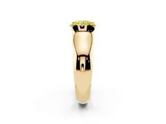 Fancy Yellow Round Cut Diamond Bezel Solitaire Ring Set in Yellow gold with Wide Band