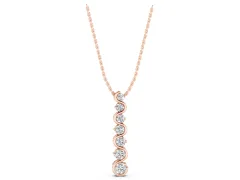 Round Diamond S-Curve Pendant Set in Rose gold with Graduated Prong Setting