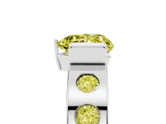 Fancy Yellow Heart Cut Diamond Channel-Set Band Ring Set in White gold with Bezel Prong Setting
