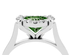 Fancy Green Heart Cut Diamond Cluster Halo Solitaire Ring Set in Platinum with Prong Setting