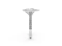 Pear Cut Diamond Halo Milgrain Pavé Band Ring Set in Platinum with Prong Setting