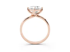 Princess Cut Diamond Solitaire Engagement Ring Set in Rose gold with Classic Plain Band