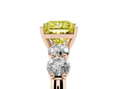 Fancy Yellow Princess Cut Diamond Five-Stone Prong Set Ring Set in Rose gold with Classic Band