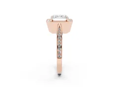 Radiant Cut Diamond Halo Engagement Ring Set in Rose gold with Accent Split Shank Band