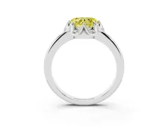 Fancy Yellow Heart Cut Diamond Round Cluster Halo Ring Set in Silver with Solitaire Band and Prong Setting