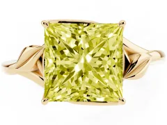 Fancy Yellow Princess Cut Diamond Solitaire Ring Set in Yellow gold with Polished Twist Band
