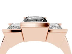 Fancy Black Radiant Cut Diamond Three-Stone Channel Set Ring Set in Rose gold with Smooth Polished Band