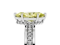 Fancy Yellow Marquise Cut Diamond Solitaire Ring Set in Silver with Channel Set Band and Prong Setting