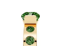 Fancy Green Cushion Cut Diamond Channel-Set Band Ring Set in Yellow gold with Bezel Prong Setting