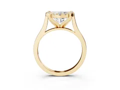 Heart Cut Diamond Cluster Halo Solitaire Ring Set in Yellow gold with Prong Setting