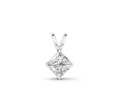 Princess Cut Pendant Set in Silver with Bezel Setting