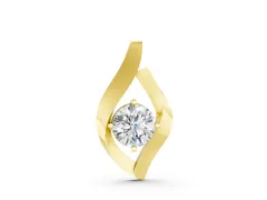 Leaf Pendant Set in Yellow gold with Bezel-Set Round Diamond