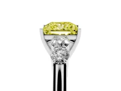 Fancy Yellow Princess Cut Diamond Five-Stone Prong Set Band Ring Set in Silver with Polished Band