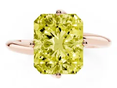 Fancy Yellow Radiant Cut Diamond Solitaire Engagement Ring Set in Rose gold with Classic Plain Band