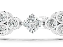Round Diamond Cluster Tennis Bracelet Set in White gold with Bezel Setting and Four-Prong Clasp