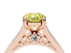 Fancy Yellow Oval Cut Diamond Channel Set Solitaire Engagement Ring Set in Rose gold with Prong Setting