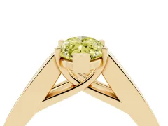 Fancy Yellow Marquise Cut Diamond Solitaire Ring Set in Yellow gold with Channel-Set Accent Stones and Prong Setting
