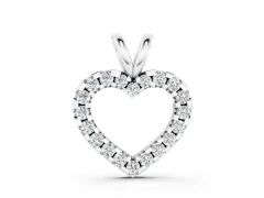 Round Diamond Heart Pendant Set in Silver with Continuous Pavé Setting