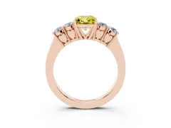 Fancy Yellow Radiant Cut Diamond Five-Stone Prong Set Band Ring Set in Rose gold with Polished Band
